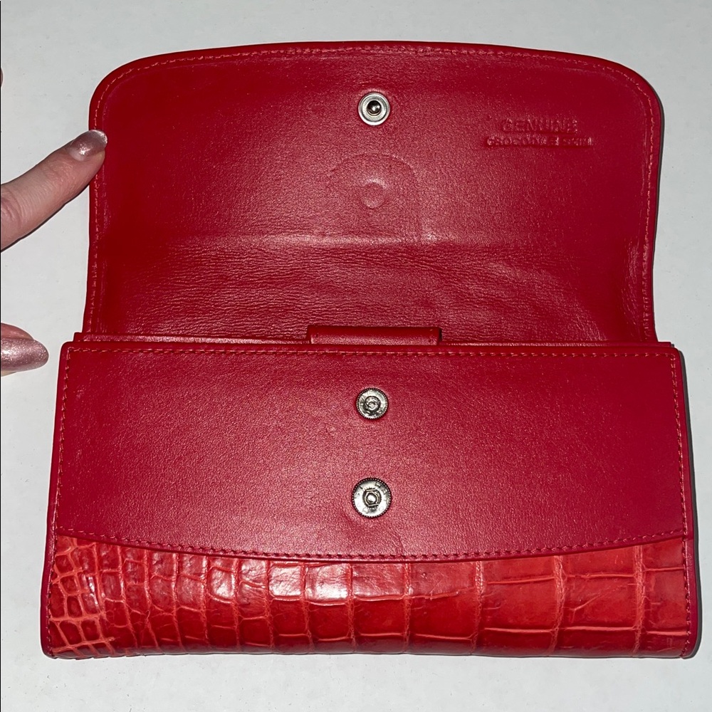 Red Genuine Crocodile Leather Wallet or Clutch - Picture 2 of 5